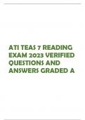 ATI TEAS 7 READING  EXAM 2023 VERIFIED  QUESTIONS AND  ANSWERS GRADED A