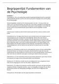 Kernbegrippenlijst Fundamenten van de Psychologie - Marc Brysbaert druk 3 (cijfer 10)