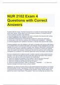 NUR 2102 Exam 4 Questions with Correct Answers