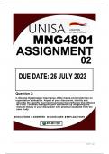 MNG4801 ASSIGNMENT 02 DUE DATE 25JULY 2023