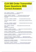 Bundle For CLN 500 Order Transmittal Exam Questions With Correct Answers