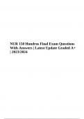 NUR 150 Hondros Final Exam Questions With Answers Latest Update  2023/2024 (Graded A+)