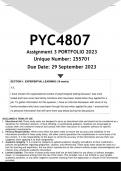 PYC4807 Assignment 3 (ANSWERS) 2023 - DISTINCTION GUARANTEED