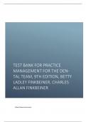 Test Bank for Practice Management for the Dental Team, 9th Edition, Betty Ladley Finkbeiner, Charles Allan Finkbeiner.