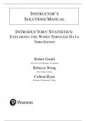 INSTRUCTOR’S SOLUTIONS MANUAL for Introductory Statistics Exploring the World Through Data 3rd Edition by Robert Gould, Rebecca Wong, Colleen N. Ryan