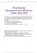 Prioritization Questions/Evolve HESI case studies 2023/2024