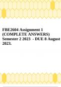 FBE2604 Assignment 1 Semester 2.