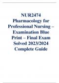 NUR2474 Pharmacology for Professional Nursing – Examination Blue Print – Final Exam Solved 2023/2024 Complete Guide