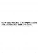 NURS 5220 Module 2 (ADV HA) Questions And Answers 2023-2024 A+ Graded. 