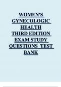 WOMEN'S GYNECOLOGIC HEALTH 3RD ED EXAM STUDY TESTBANK QUESTIONS AND ANSWERS KEY A+ RATED