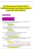ATI Pharmacology Proctored 2023 2 VERSIONS  Questions and Answers Rated A+ Latest 2023-2024 RATED A+