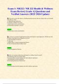 Exam 1: NR222 / NR 222 Health & Wellness Exam Review| Grade A| Questions and Verified Answers (2023/ 2024 Update)