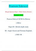 Pearson Edexcel Merged Question Paper + Mark Scheme (Results) Summer 2022 Pearson Edexcel GCSE In History  (1HIA) Paper B1: British depth study B1: Anglo-Saxon and Norman England,  c1060–88 Centre Number Candidate Number *P68667A0112* Turn over  Total Mar