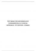 TEST BANK FOR MICROBIOLOGY FUNDAMENTALS A CLINICAL APPROACH, 1ST EDITION : COWAN