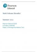 Pearson Edexcel GCSE In Arabic (1AA0/4F) Paper 4: Writing (Foundation Tier) Mark Scheme (Results) Summer 2022