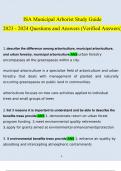 ISA Municipal Arborist Study Guide Questions and Answers Latest 2023 - 2024 (Verified Answers)