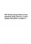 MN Dental Jurisprudence Exam Questions With Answers | Latest Update 2023/2024 | 100% Correct
