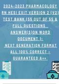   PHARMACOLOGY  RN HESI EXIT VERSION 2 (V2) TEST BANK (55 ou﻿t of 55 & FULL QUESTIONS  ANSWER(S)ON WORD DOCUMENT ):  Next Generation Format ALL 100% CORRECT – GUARANTEED A++ 