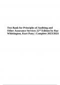 Test Bank for Principles of Auditing and Other Assurance Services 22nd Edition by Ray Whittington, Kurt Pany
