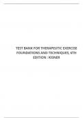 TEST BANK FOR THERAPEUTIC EXERCISE FOUNDATIONS AND TECHNIQUES, 6TH EDITION : KISNER