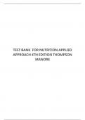 TEST BANK FOR NUTRITION APPLIED APPROACH 4TH EDITION THOMPSON MANORE