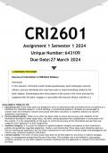 CRI2601 Assignment 1 (CRI2601 Assignment 1 (ANSWERS) Semester 1 2024 (643109) - DISTINCTION GUARANTEED) Semester 2 2023 - DISTINCTION GUARANTEED