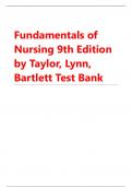 Fundamentals of Nursing 9th Edition by Taylor, Lynn, Bartlett Test Bank.