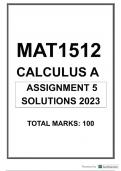 MAT1512 ASSIGNMENT 5 SOLUTIONS 2023 UNISA  CALCULUS A