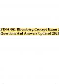 FINA 061 Bloomberg Concept Exam 2 Questions And Verified Answers