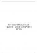 TEST BANK FOR PUBLIC HEALTH NURSING – REVISED REPRINT NEW 8 EDITION