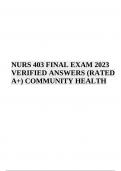 NURS 403 FINAL EXAM QUESTIONS WITH ANSWERS | COMMUNITY HEALTH LATEST UPDATE 2023-2024 | GRADED