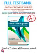 Test Bank For Lehne’s Pharmacotherapeutics for Advanced Practice Nurses and Physician Assistants 2nd Edition by Jacqueline Burchum; Laura D. Rosenthal | 2020/2021 | 9780323554954 | Chapter 1-92 | Complete Questions and Answers A+
