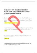 JB LEARNING EMT FINAL EXAM 2023-2024  ACTUAL EXAM 100 QUESTIONS AND CORRECT  DETAILED ANSWERS|AGRADE