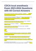 CDCA local anesthesia Exam 2023-2024 Questions with All Correct Answers 