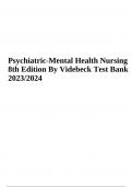 Psychiatric-Mental Health Nursing 8th Edition By Videbeck Test Bank 2023/2024