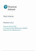 PEARSON EDEXCEL GCE IN A LEVEL FURTHER MATHEMATICS (9FMO) PAPER 4C PURE MATHEMATICS 2023- MARK SCHEME