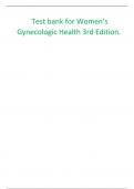 Test bank for Women’s Gynecologic Health 3rd Edition.