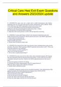 Critical Care Hesi Exit Exam Questions and Answers 2023/2024 update