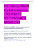 Epic Training COG170  Cogito Fundamentals 100% VERIFIED  SOLUTIONS LATEST  UPDATE 2023