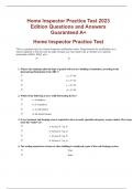 Home Inspector Practice Test 2023 Edition Questions and Answers Guaranteed A+