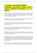 FLORIDA LAW ENFORCEMENT ACADEMY, CHAPTER 2 LEGAL, UNIT 2, LEGAL CONCEPTS (LESSON 1, 2, 3 GRADED A+|GUARANTEED SUCCESS
