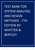 TEST BANK FOR SYSTEM ANALYSIS AND DESIGN METHODS - 7TH EDITION BY WHITTEN & BENTLEYTEST BANK FOR SYSTEM ANALYSIS AND DESIGN METHODS - 7TH EDITION BY WHITTEN & BENTLEY