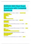 NUR242 2023 Real Exam Questions with Complete Solutions 