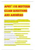 APHY 102 Midterm  Exam QUESTIONS  AND ANSWERS