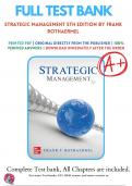 Test Bank For Strategic Management 5th Edition By Frank Rothaermel ( 2021 - 2022 ) / 9781260261288 / Chapter 1-12 / Complete Questions and Answers A+