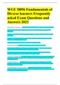 WGU D096 Fundamentals of  Diverse learners Frequently  asked Exam Questions and  Answers 2023