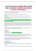 Health Assessment HESI FINAL EXAM FALL 2023(100% VERIFIED & GRADED A+(WITH RATIONALE)