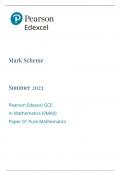 PEARSON EDEXCEL GCE IN MATHEMATICS MARK SCHEME (9MAO) PAPER 01 PURE MATHEMATICS (2023)