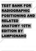 TEST BANK FOR  RADIOGRAPHIC  POSITIONING AND  RELATED  ANATOMY 10TH  EDITION BY  LAMPIGNANO