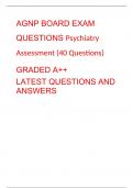 AGNP BOARD EXAM QUESTIONS Psychiatry Assessment (40 Questions) GRADED A++ LATEST QUESTIONS AND ANSWERS